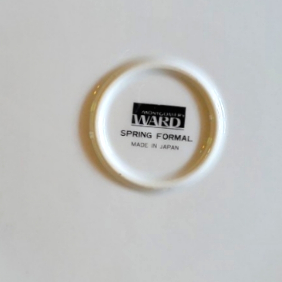 Vtg Spring Formal Montgomery Ward Round Platter Platinum Rim Blue Floral 12.25" - Picture 4 of 4